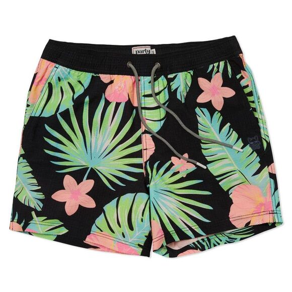 Party Pants -  Men's Miami Vibes Seersucker Swimsuit  Black - Picture 1 of 4